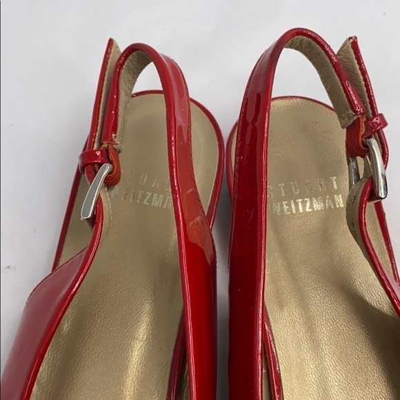 Stuart Weitzman Sz 6.5 Red Patent Leather Flats - Picture 11 of 12